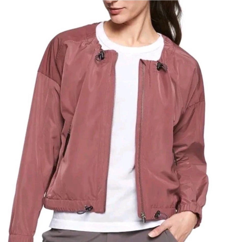 Athleta Chill Bomber Zip Front Jacket Rose Pink Berry Sise M